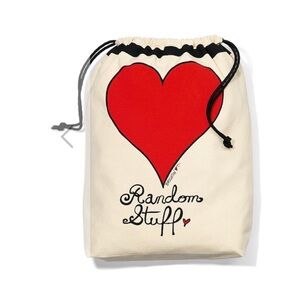 Brighton Pack Your Bags Canvas Random Stuff Big Red Heart Travel Drawstring Tote